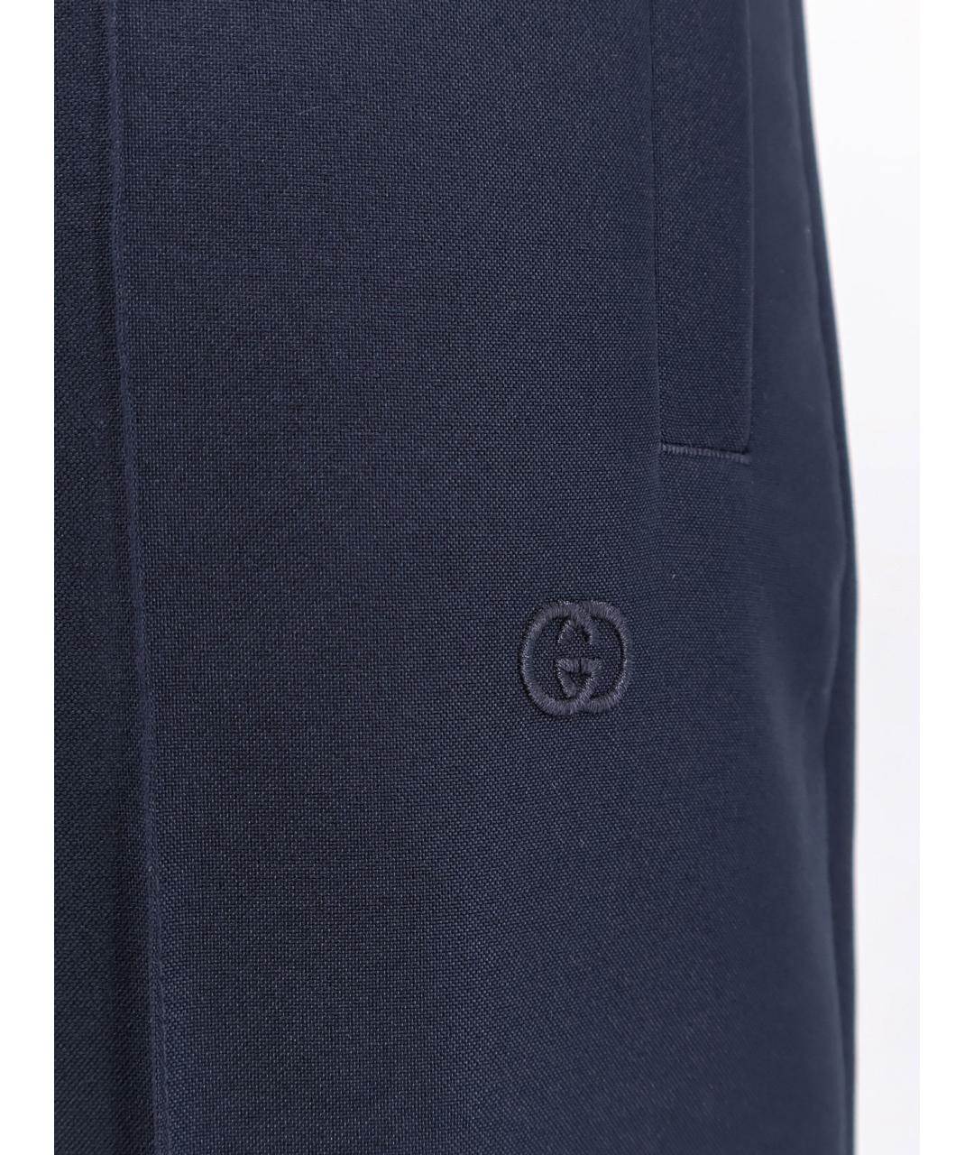 GUCCI Синие полиэстеровые повседневные брюки, фото 3
