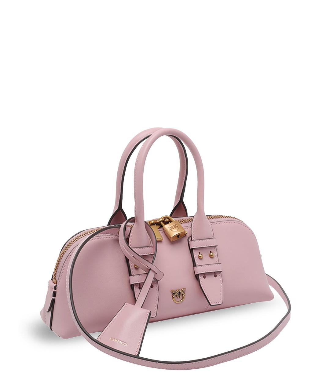 PINKO Розовая кожаная сумка с короткими ручками, фото 3