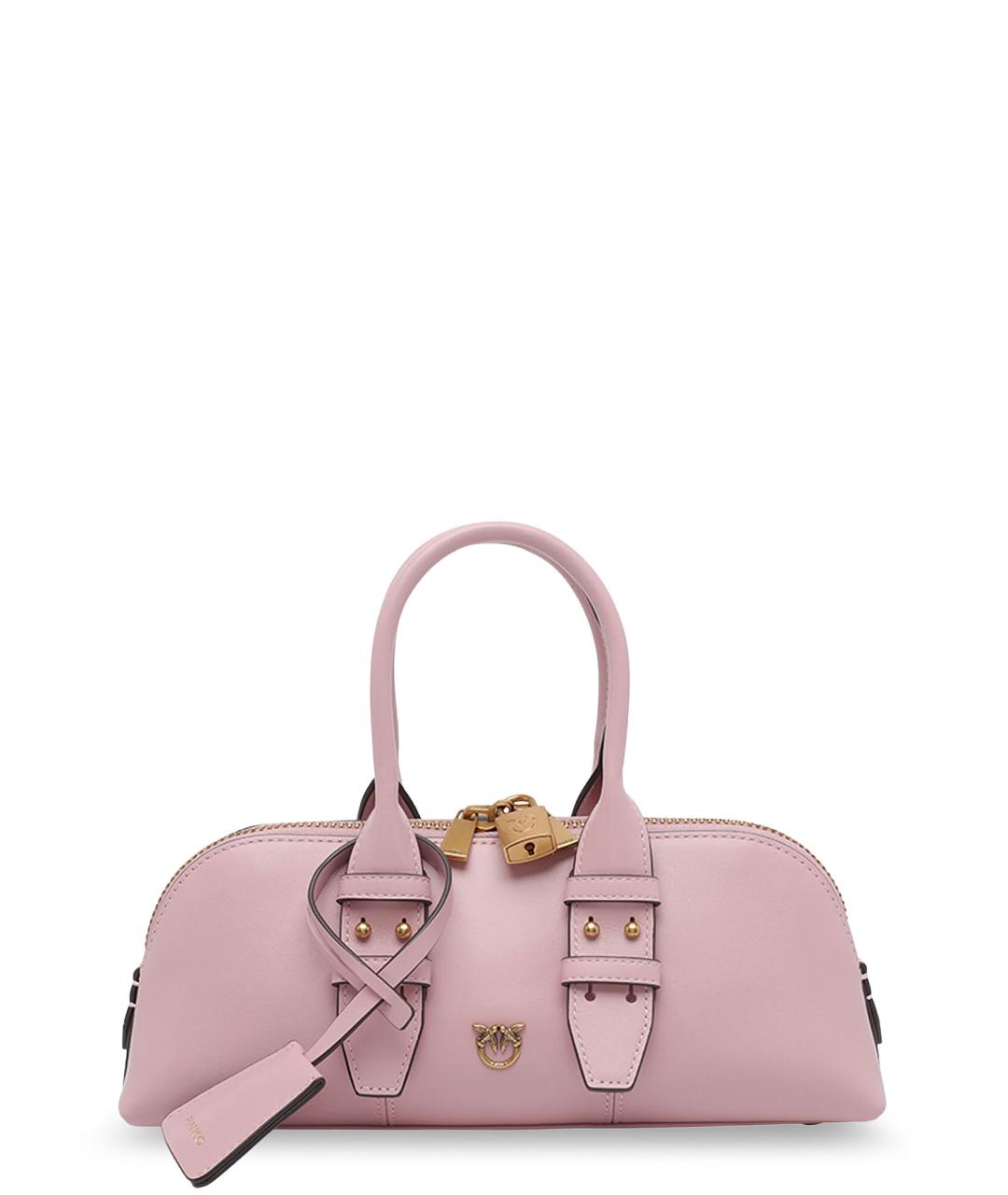 PINKO Розовая кожаная сумка с короткими ручками, фото 1