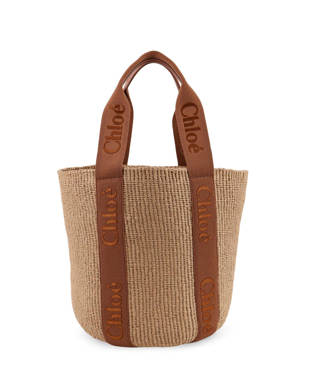CHLOE Бежевая пелетеная сумка тоут, фото 1