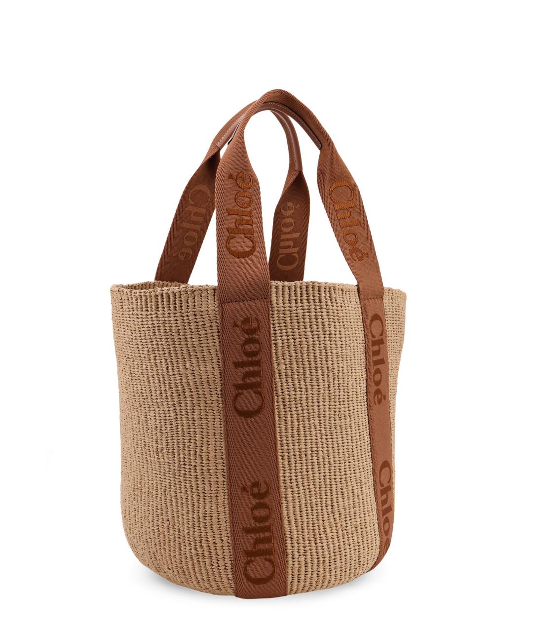 CHLOE Бежевая пелетеная сумка тоут, фото 3