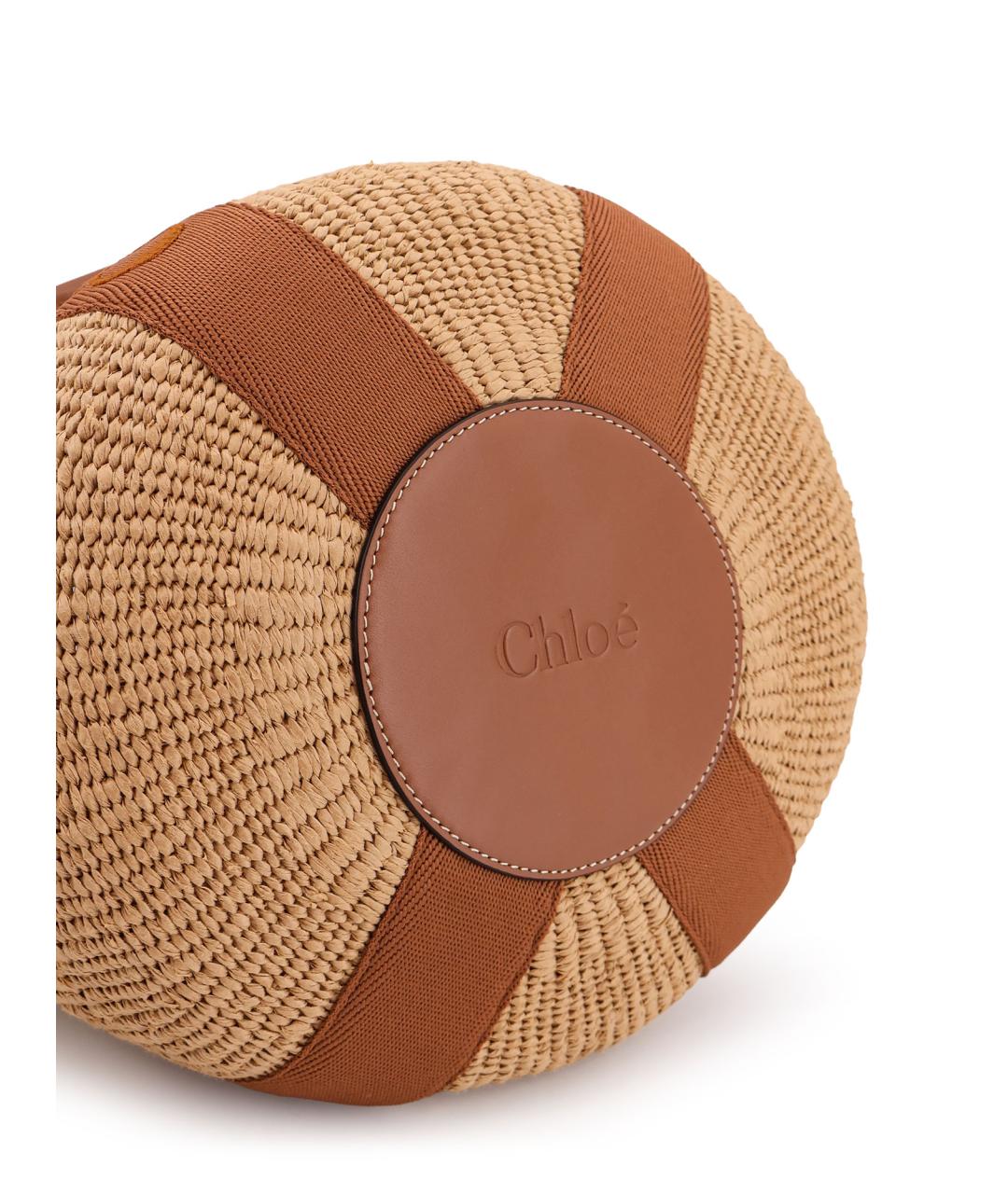CHLOE Бежевая пелетеная сумка тоут, фото 4