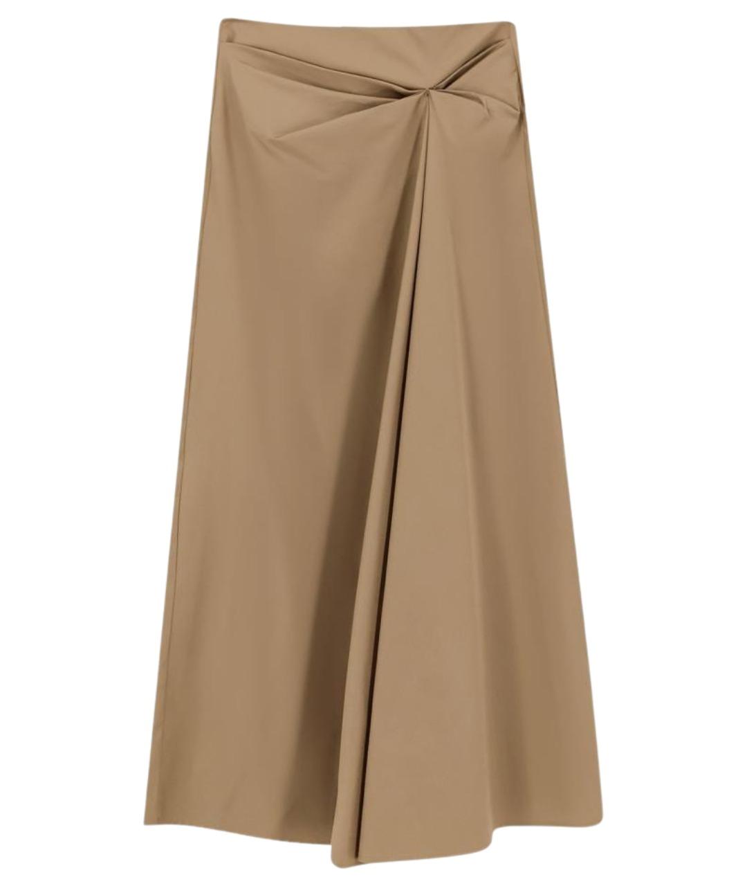 MAX MARA Бежевая хлопковая юбка миди, фото 1