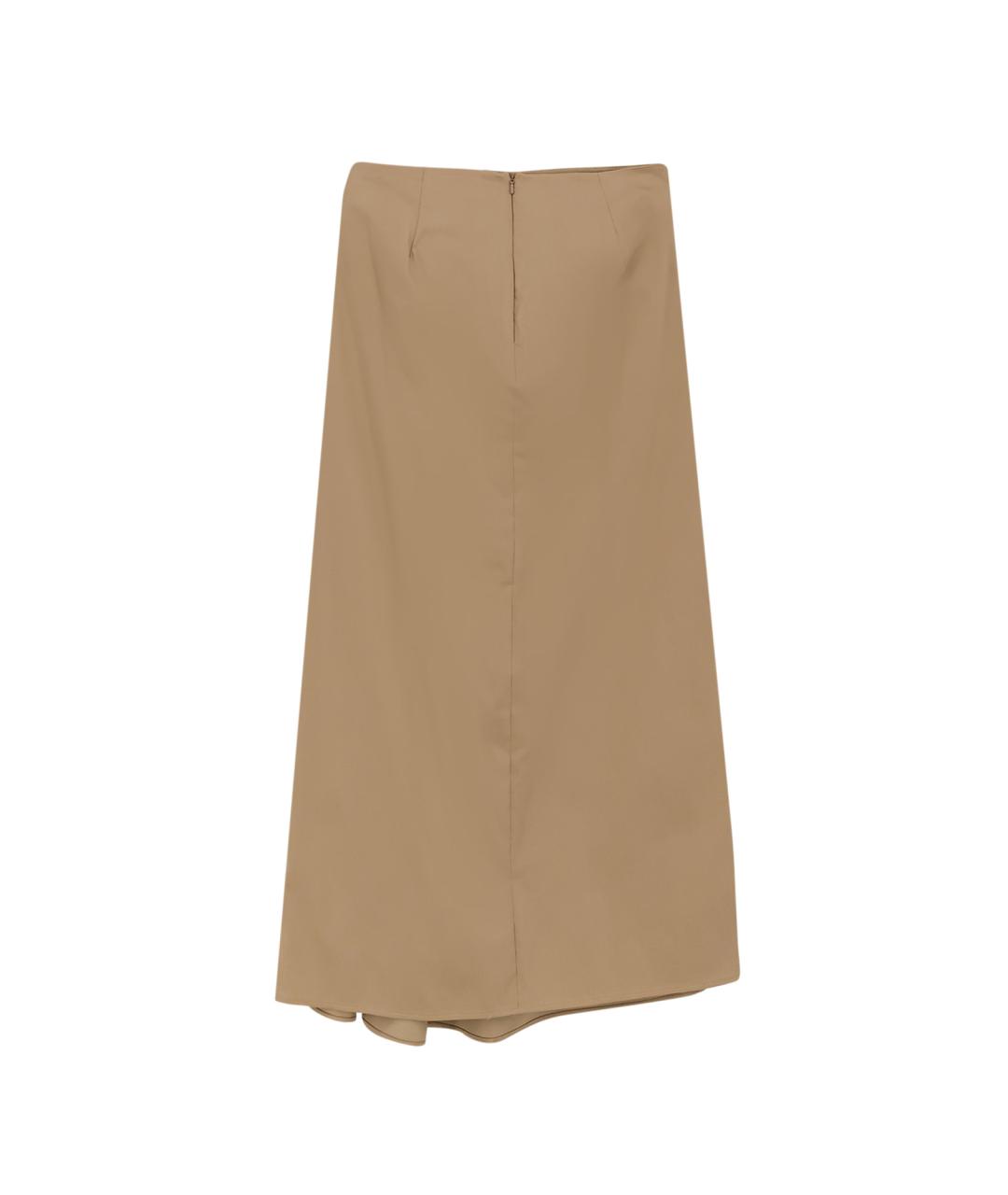 MAX MARA Бежевая хлопковая юбка миди, фото 2