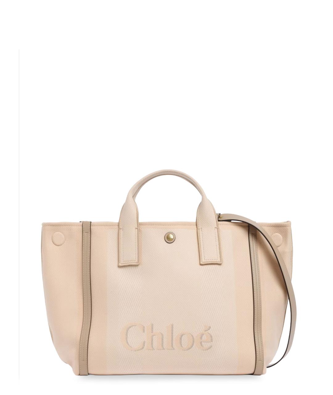 CHLOE Бежевая хлопковая сумка тоут, фото 2