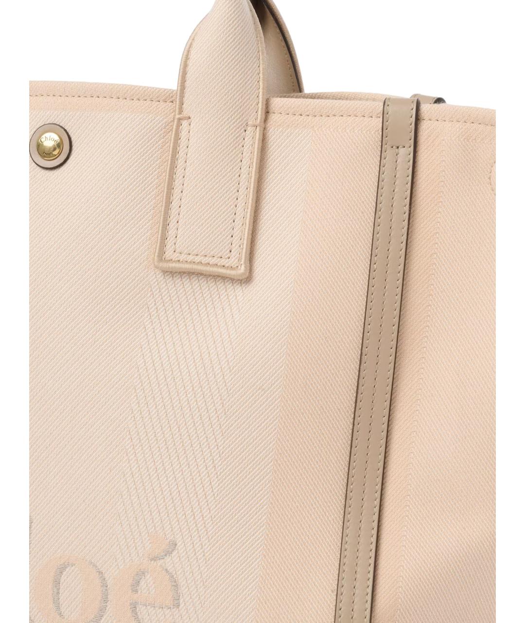 CHLOE Бежевая хлопковая сумка тоут, фото 4