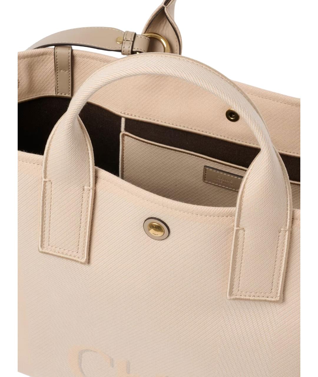 CHLOE Бежевая хлопковая сумка тоут, фото 3