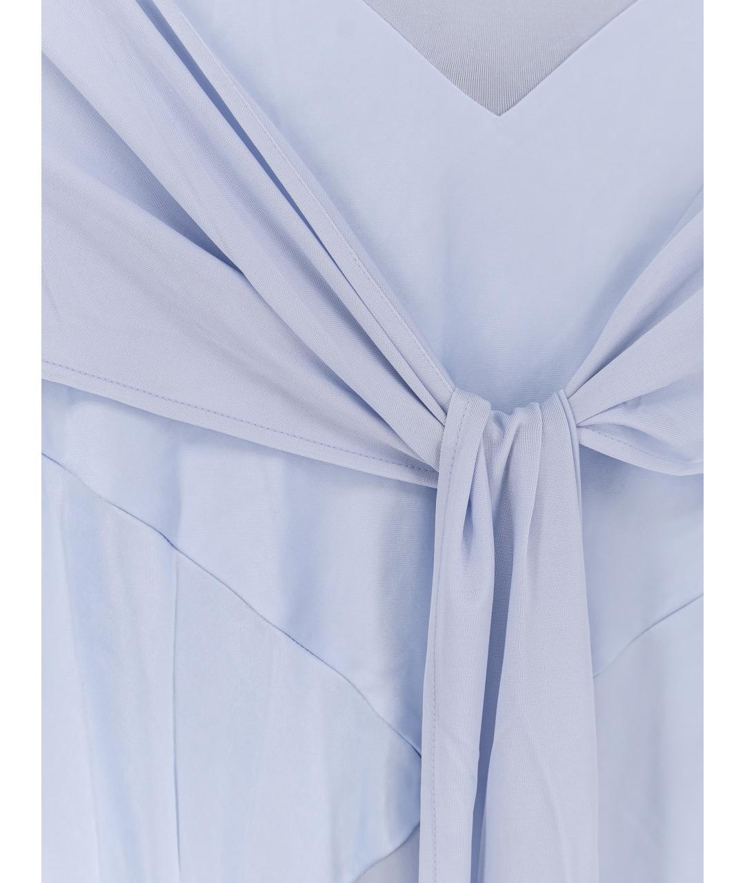 SELF-PORTRAIT Голубое вискозное повседневное платье, фото 3