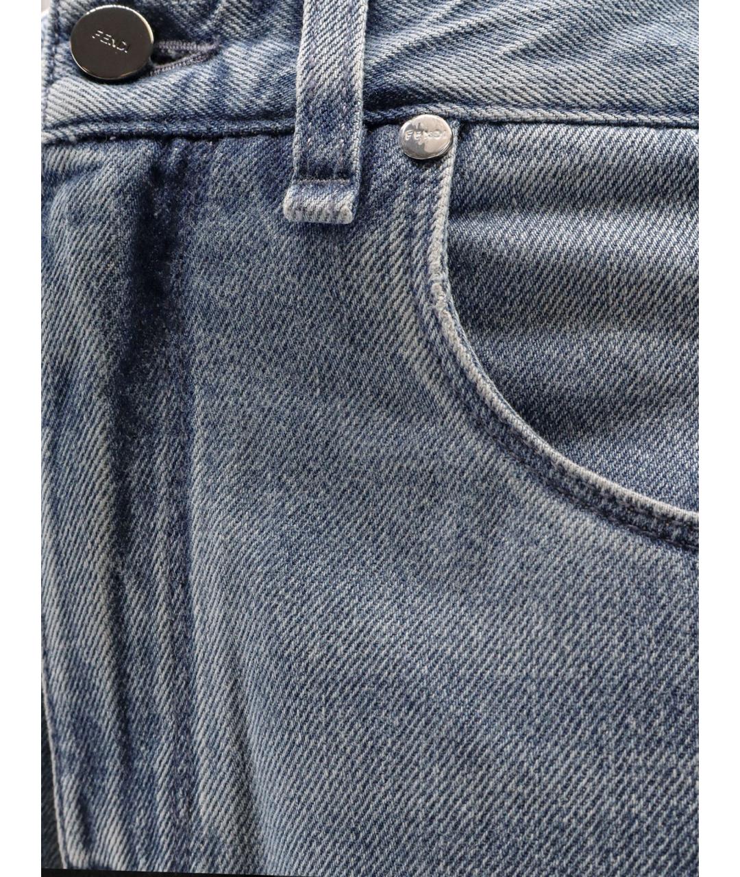 FENDI Голубые хлопковые прямые джинсы, фото 3