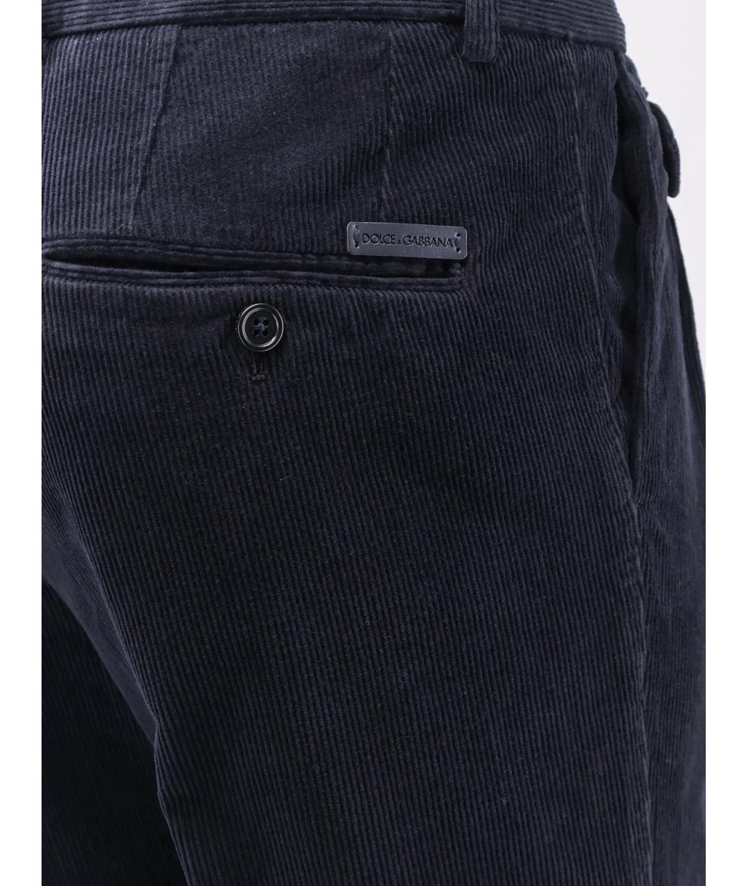 DOLCE&GABBANA Темно-синие хлопковые повседневные брюки, фото 3