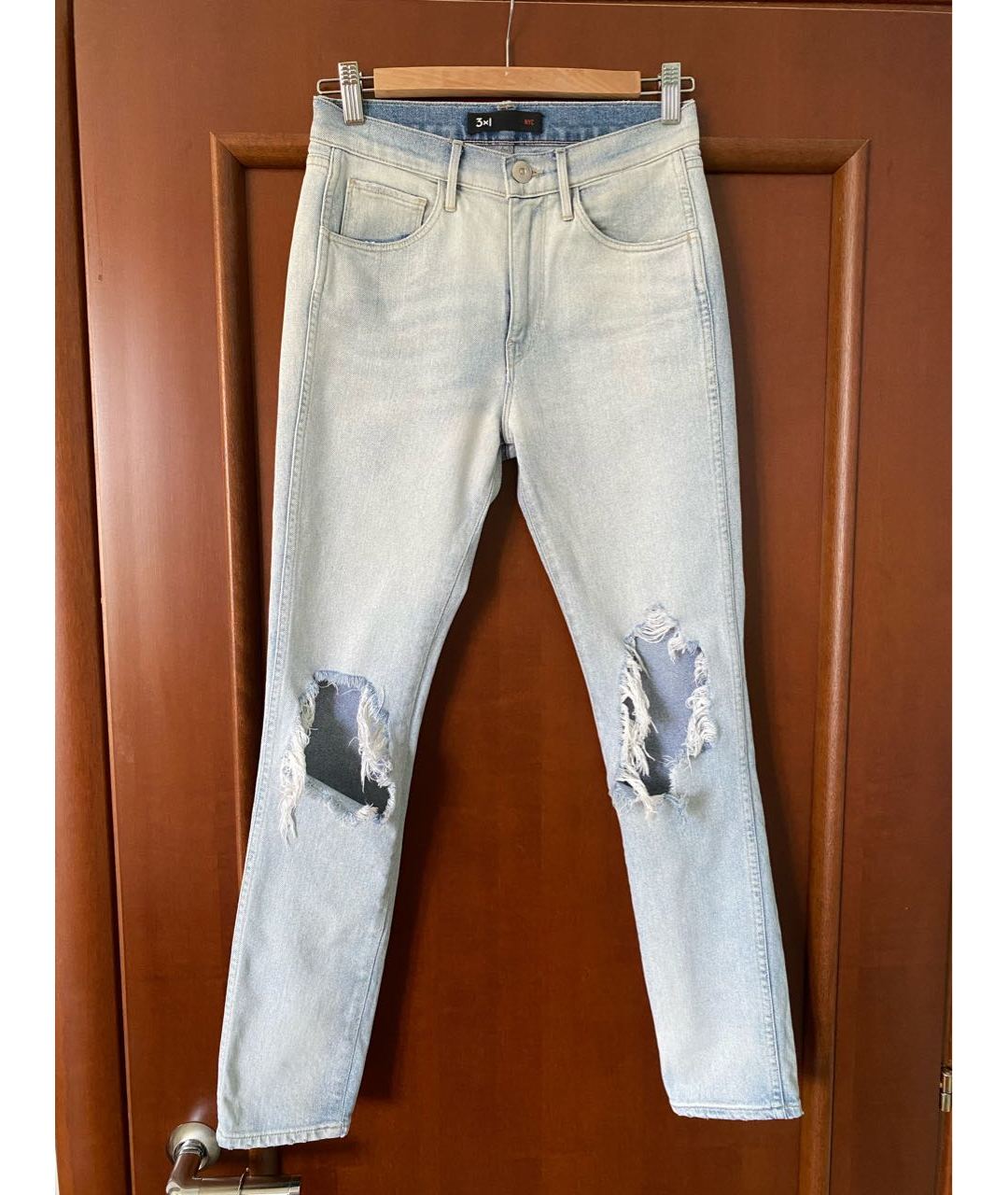 3X1 Голубые хлопковые джинсы слим, фото 6