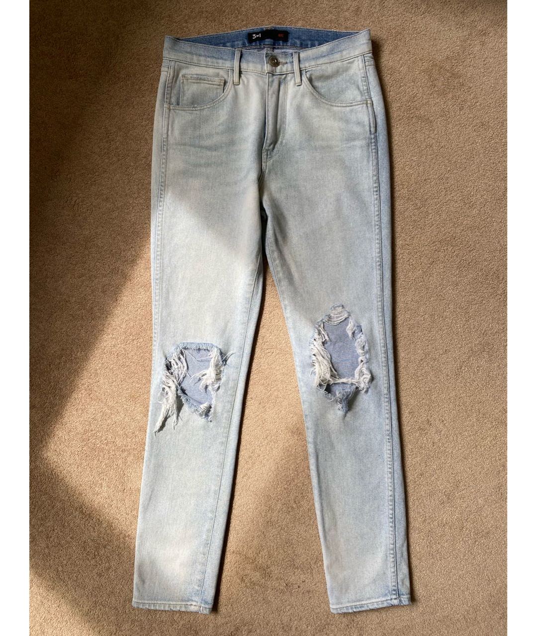 3X1 Голубые хлопковые джинсы слим, фото 3
