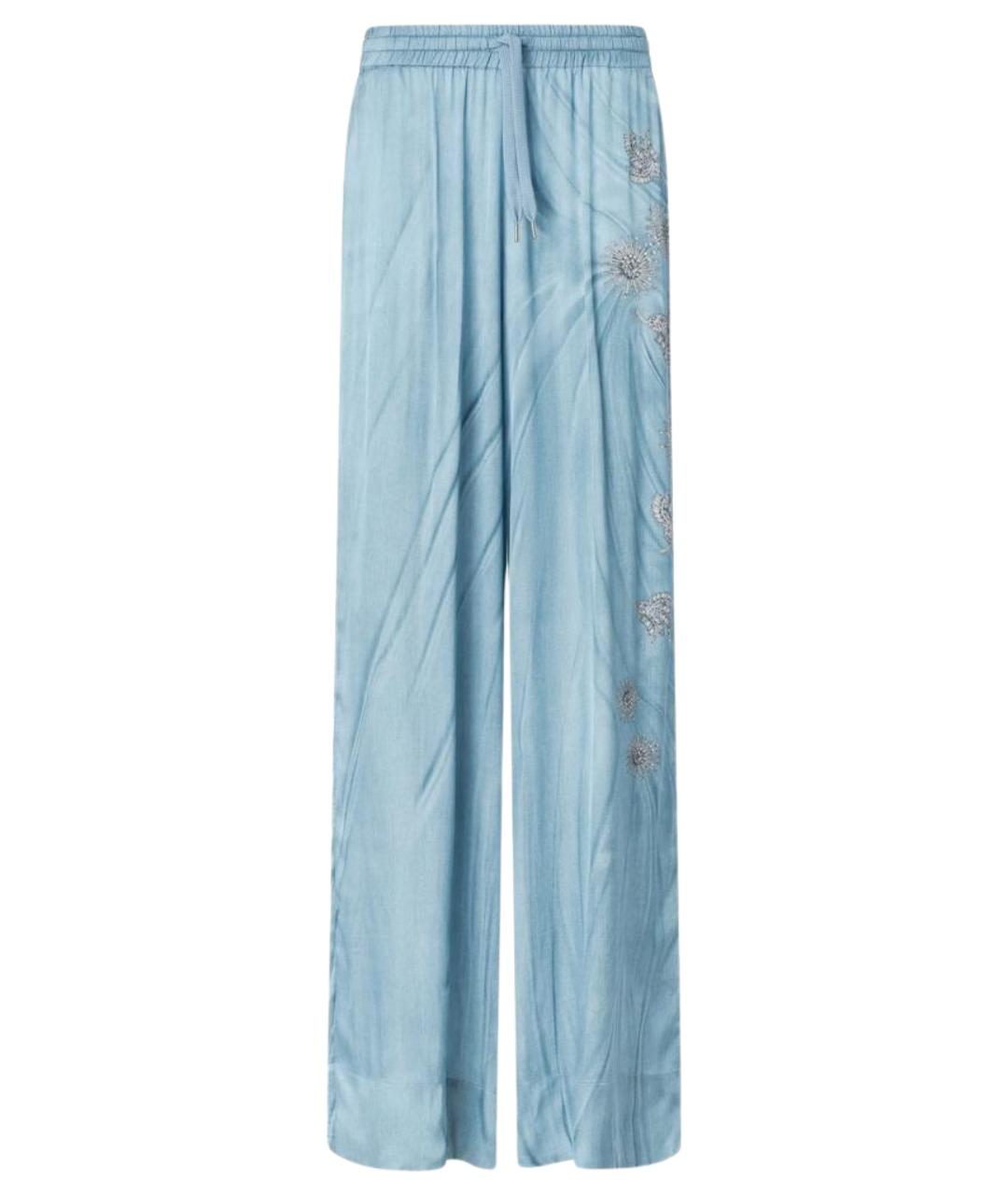 PINKO Голубые вискозные прямые брюки, фото 1