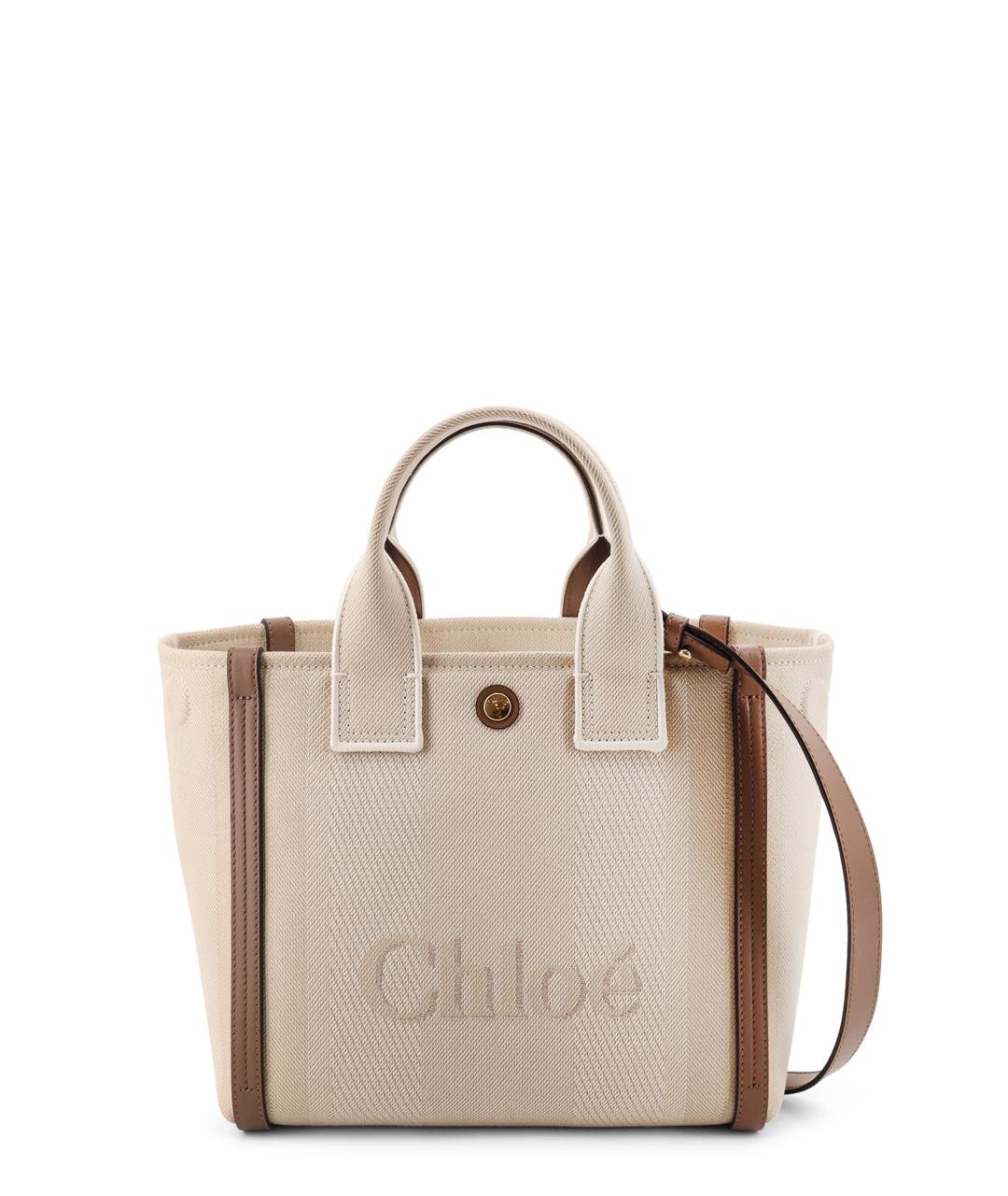 CHLOE Бежевая хлопковая сумка тоут, фото 2