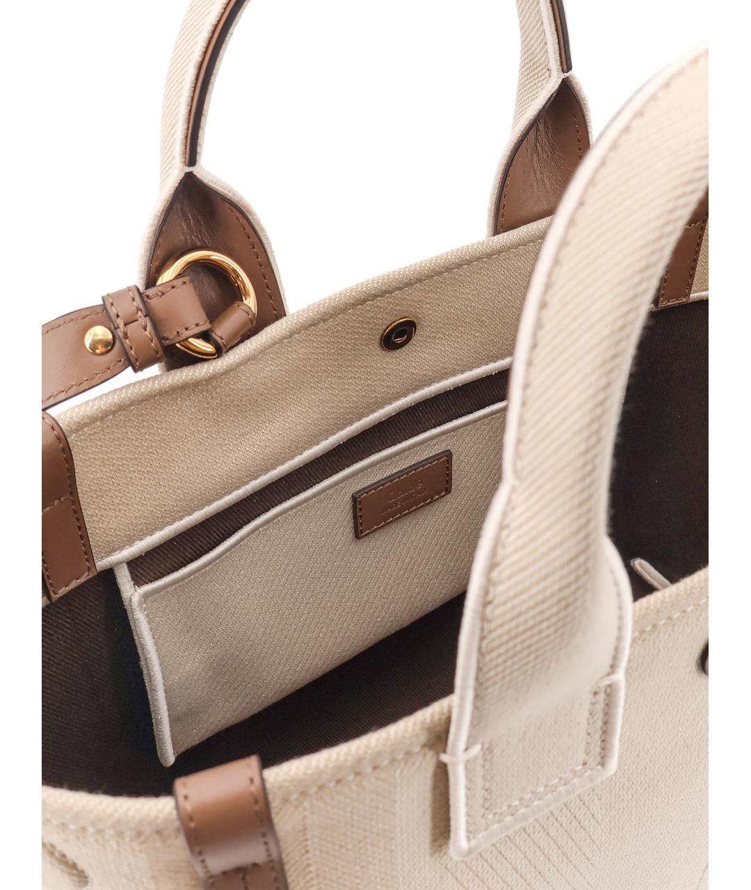 CHLOE Бежевая хлопковая сумка тоут, фото 4