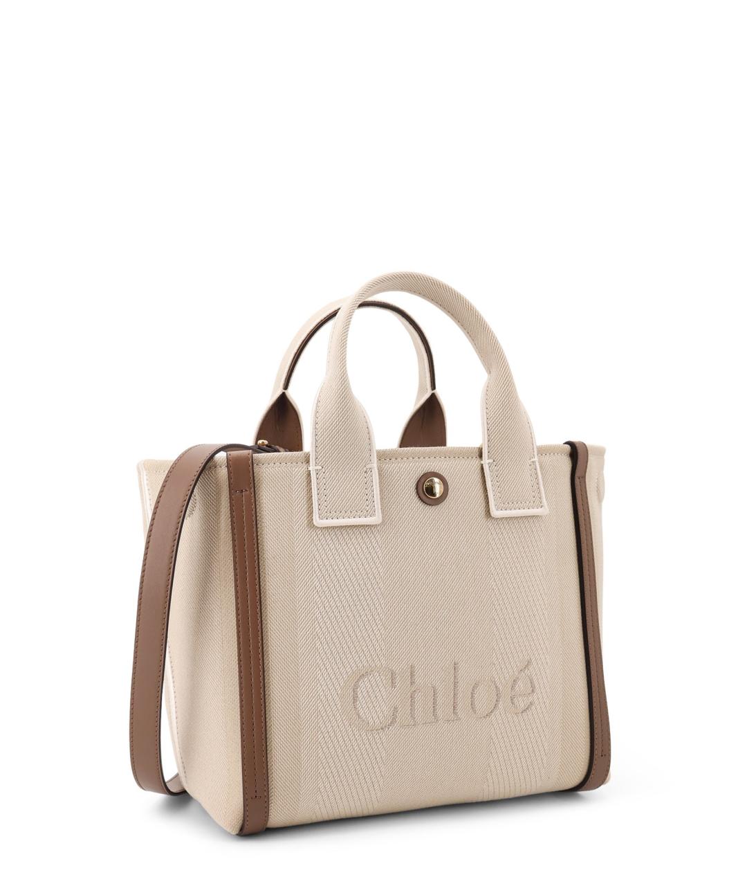 CHLOE Бежевая хлопковая сумка тоут, фото 3