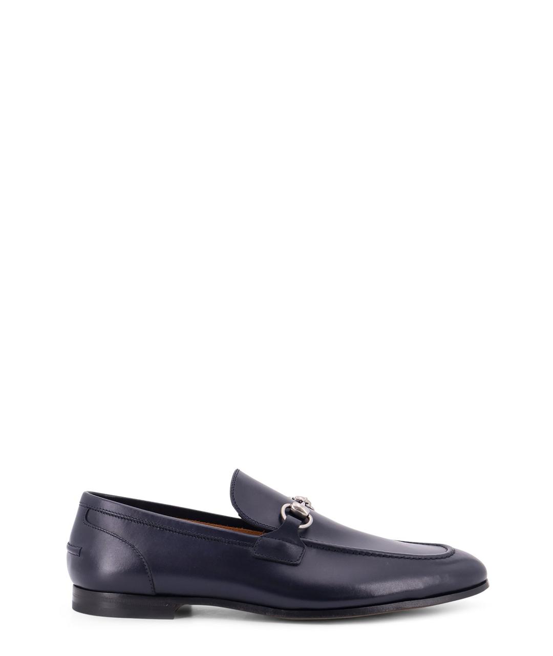 GUCCI Синие кожаные лоферы, фото 1