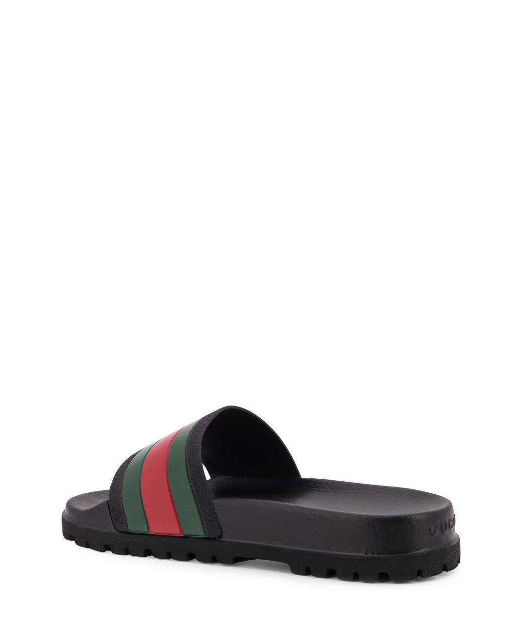 GUCCI Черные резиновые шлепанцы, фото 3