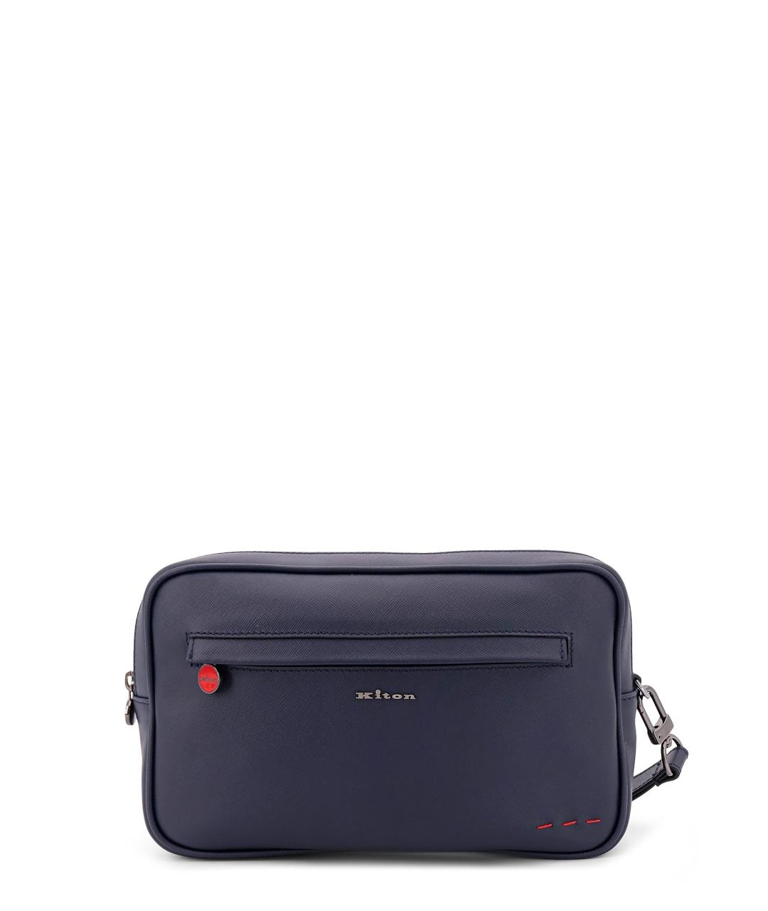 KITON Синяя кожаная сумка на плечо, фото 1