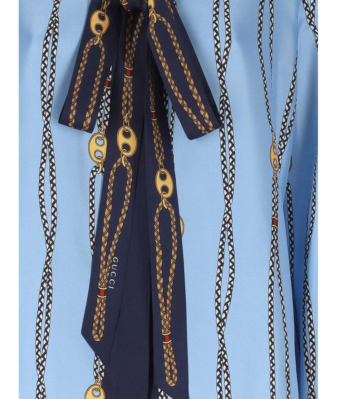 GUCCI Голубая шелковая рубашка, фото 3