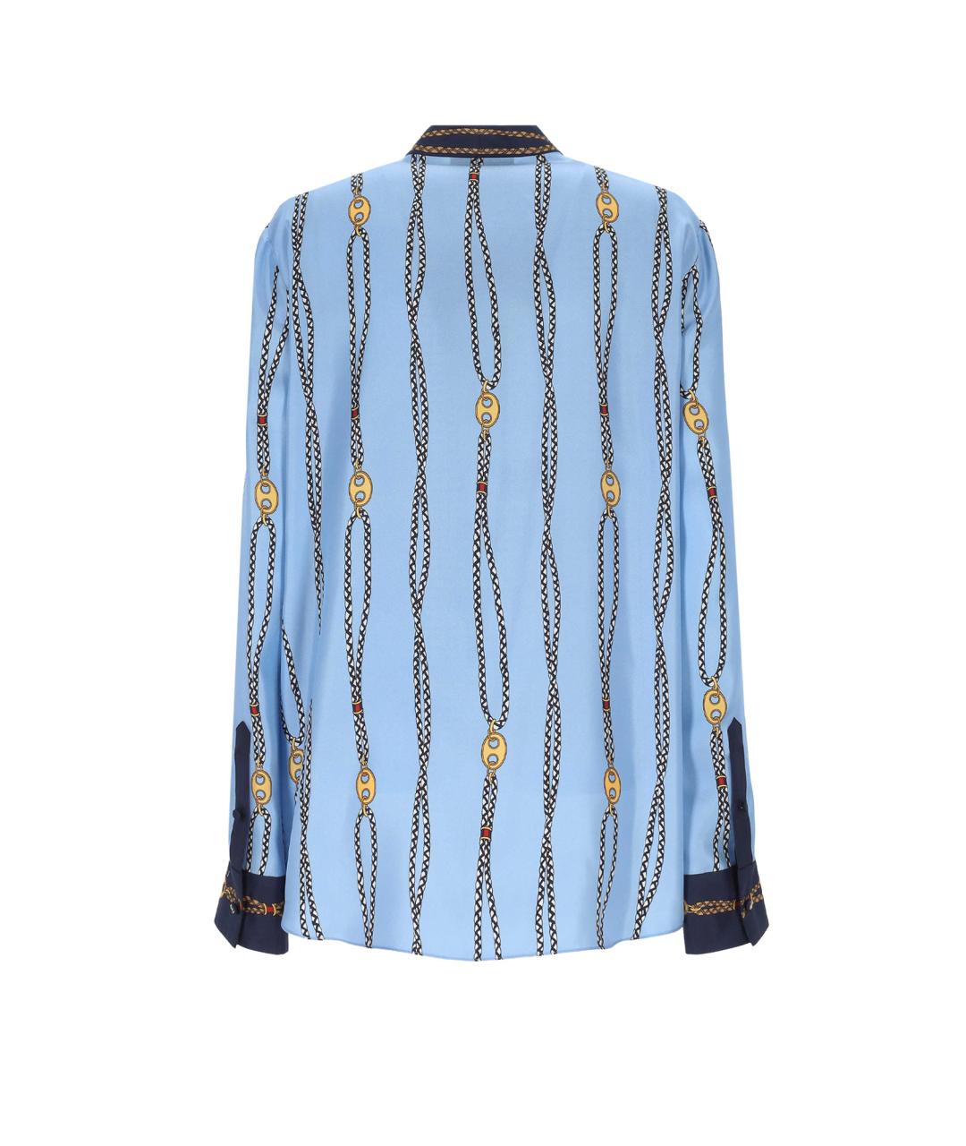 GUCCI Голубая шелковая рубашка, фото 2
