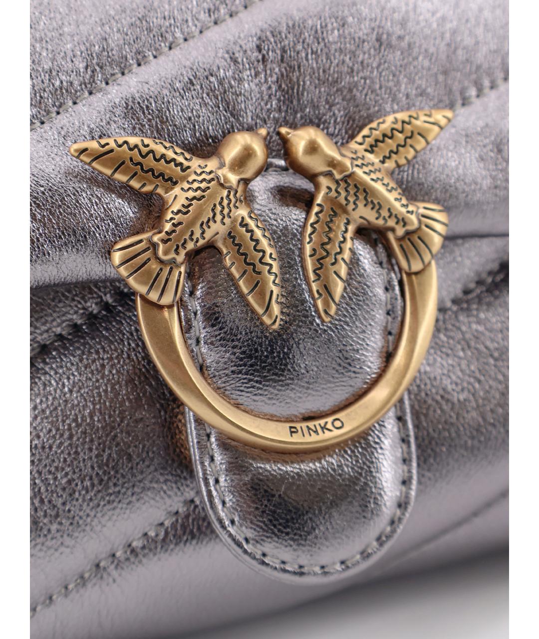 PINKO Серебряная кожаная сумка через плечо, фото 5