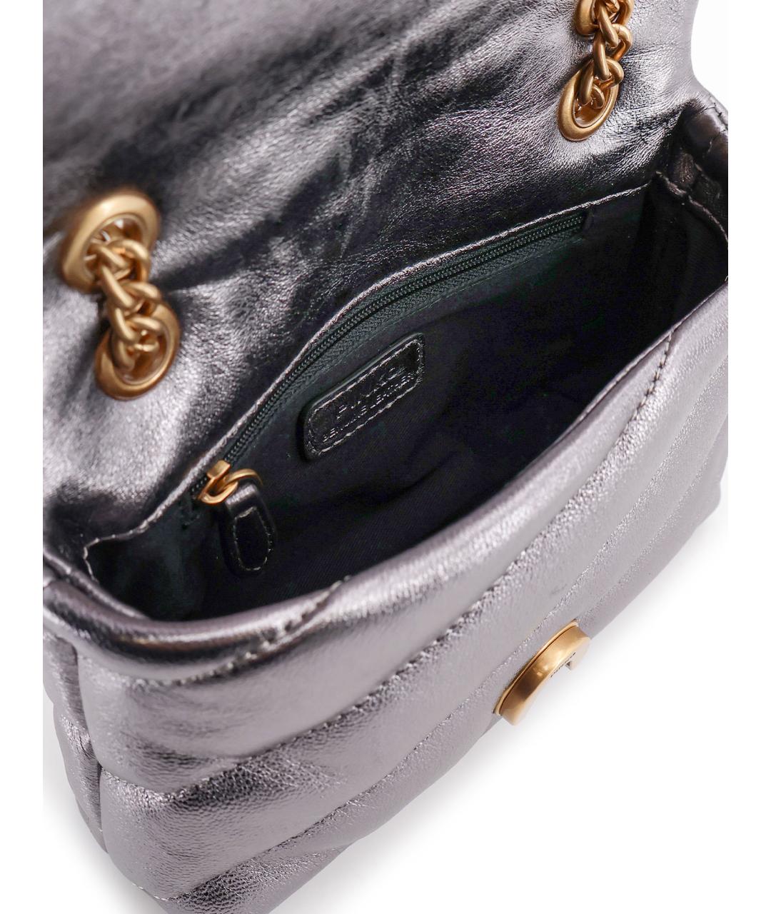 PINKO Серебряная кожаная сумка через плечо, фото 4