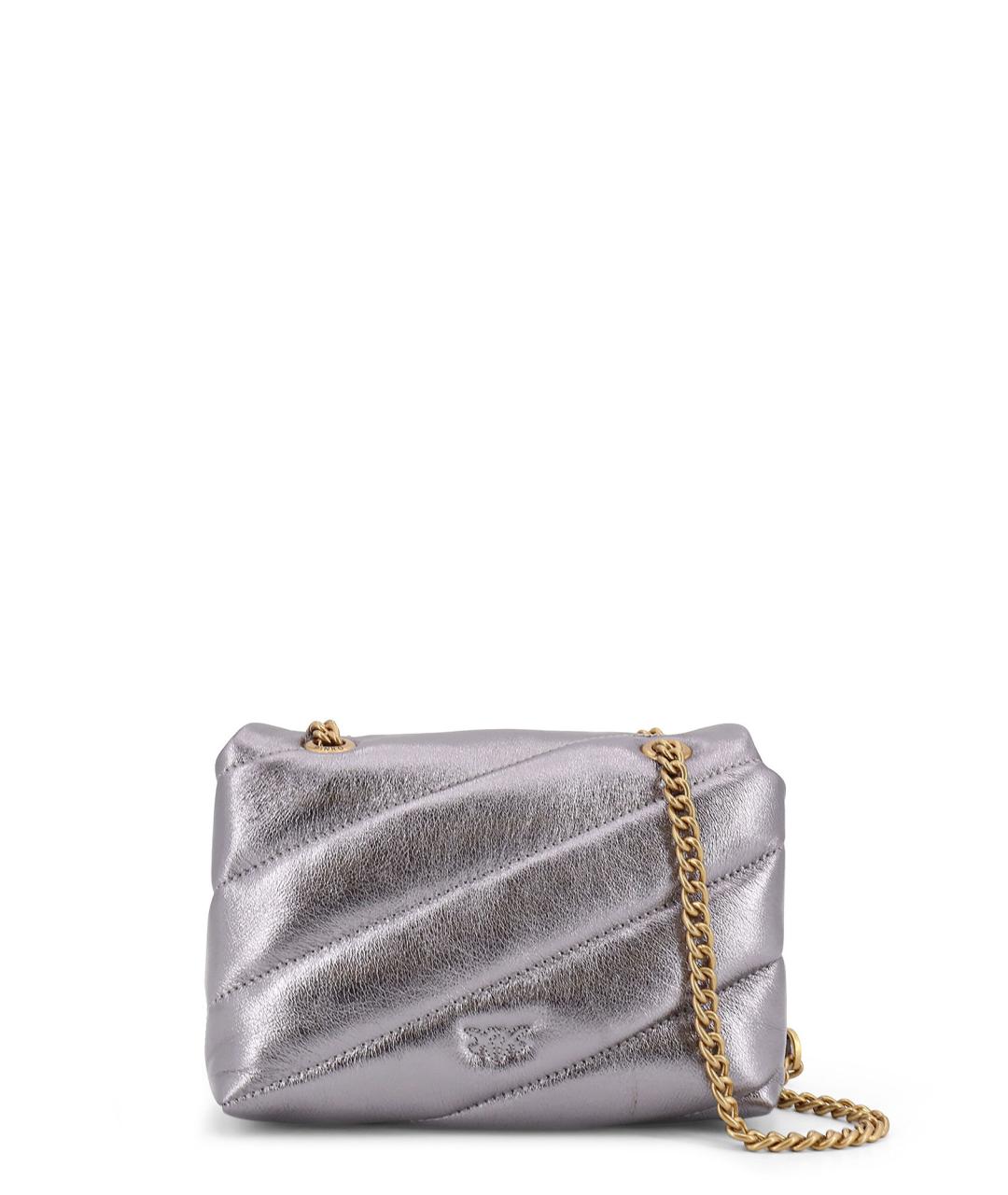 PINKO Серебряная кожаная сумка через плечо, фото 2