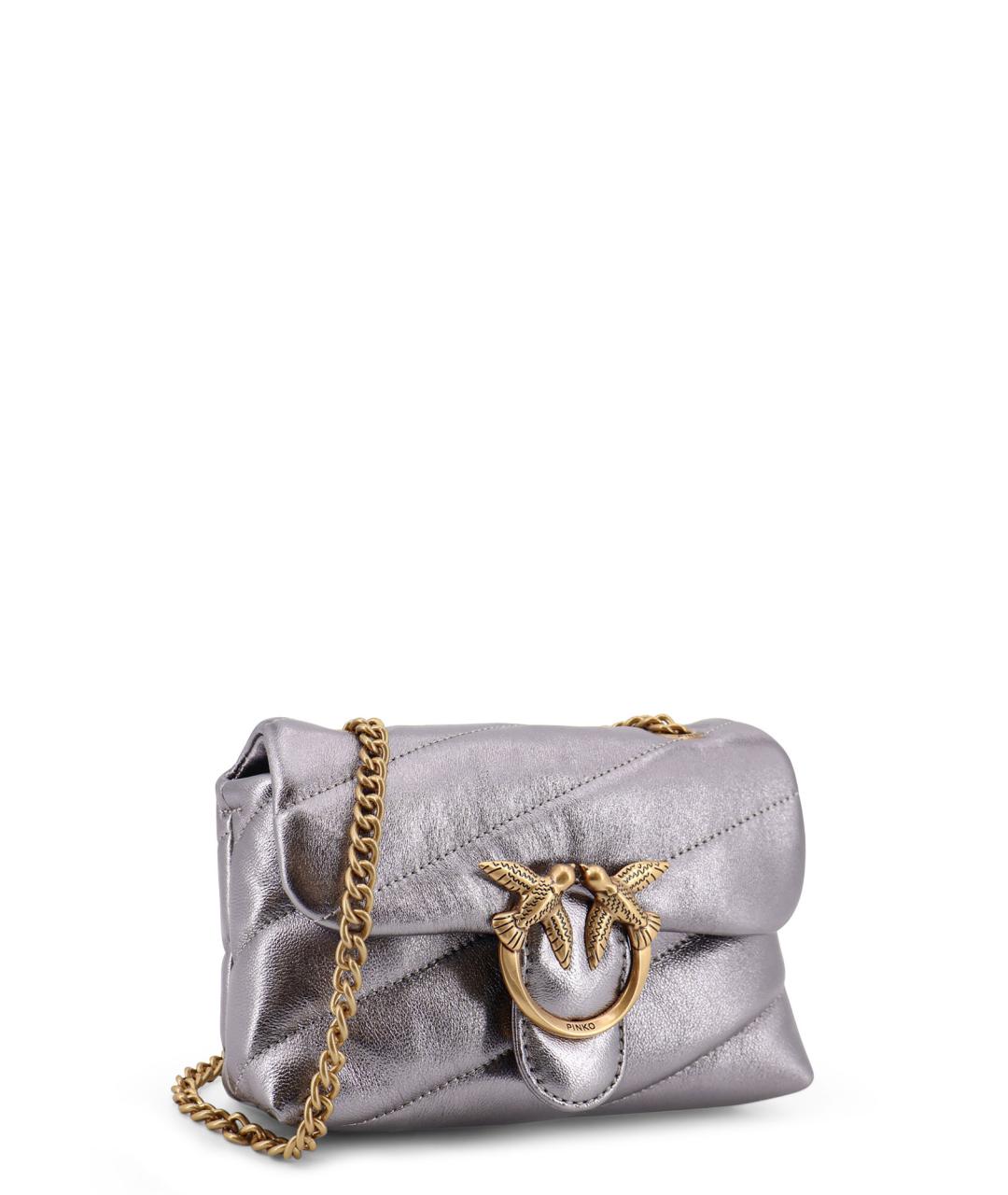 PINKO Серебряная кожаная сумка через плечо, фото 3
