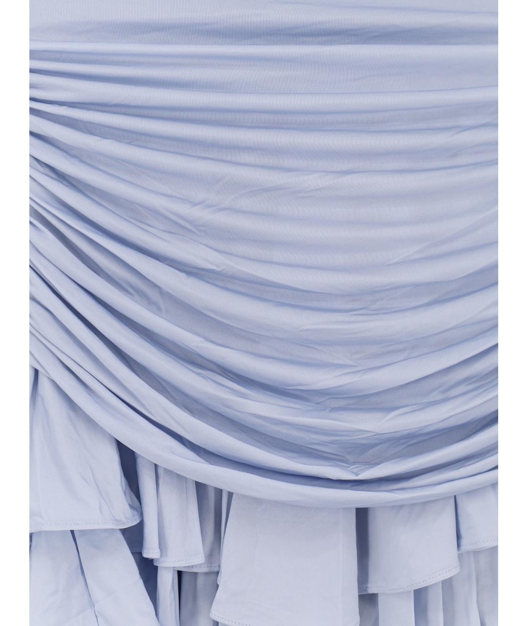 SELF-PORTRAIT Голубое вискозное коктейльное платье, фото 3