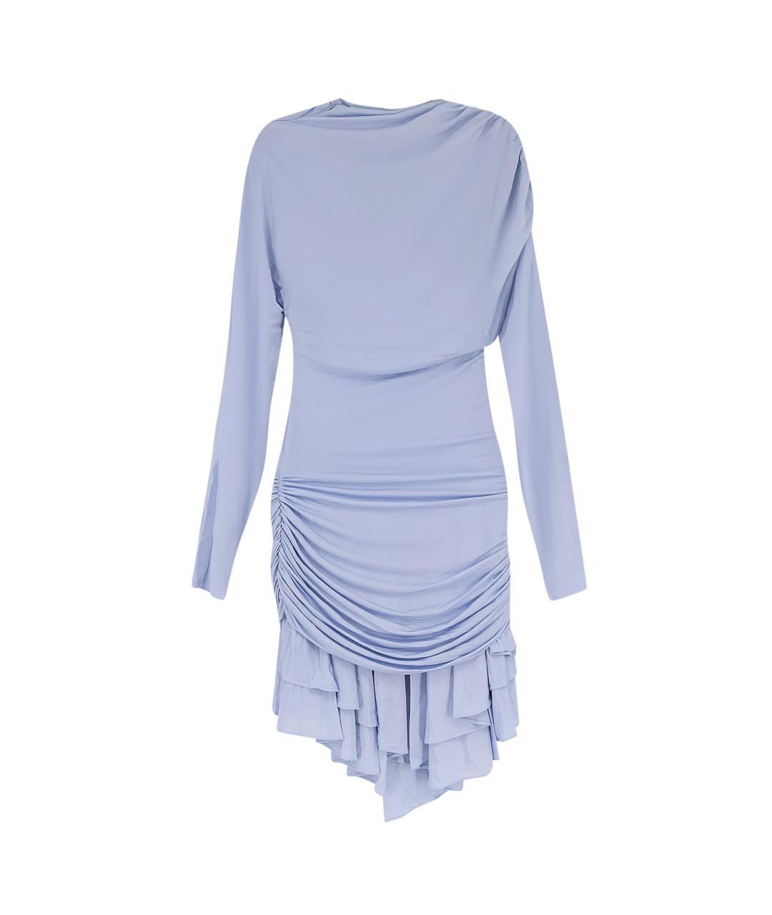 SELF-PORTRAIT Голубое вискозное коктейльное платье, фото 2