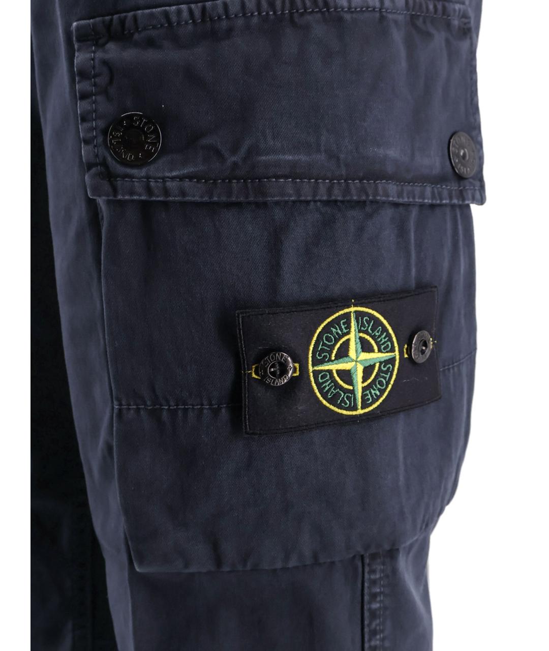STONE ISLAND Темно-синие хлопко-эластановые повседневные брюки, фото 3