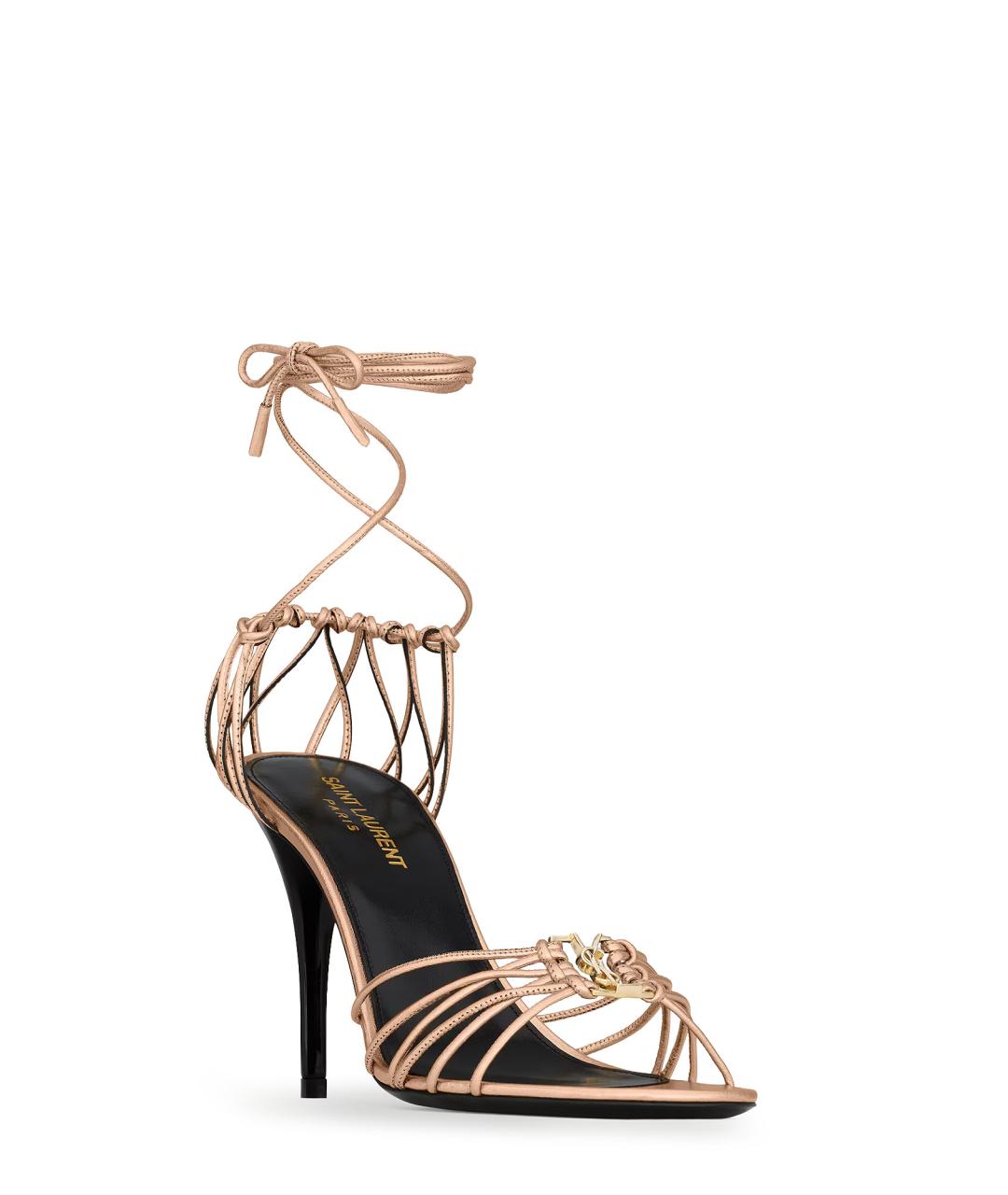 SAINT LAURENT Розовые кожаные босоножки, фото 2