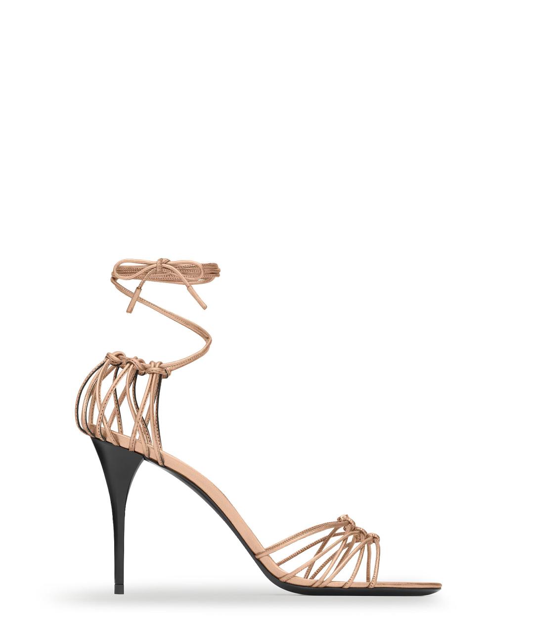 SAINT LAURENT Розовые кожаные босоножки, фото 1