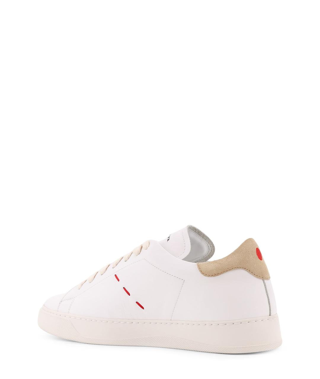 KITON Белые кожаные низкие кроссовки / кеды, фото 3