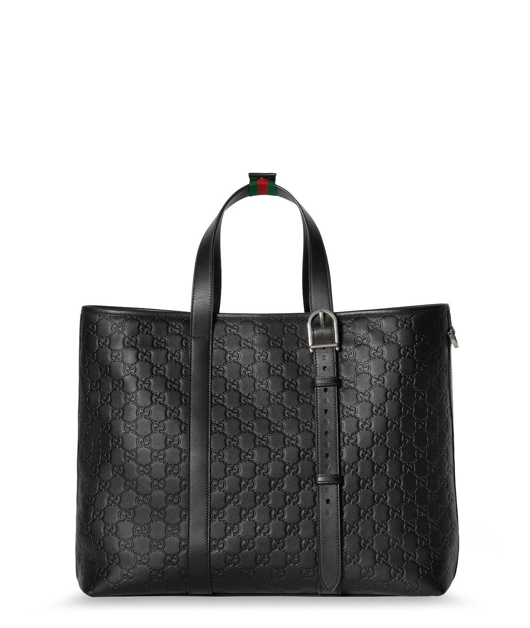 GUCCI Черная кожаная сумка тоут, фото 2