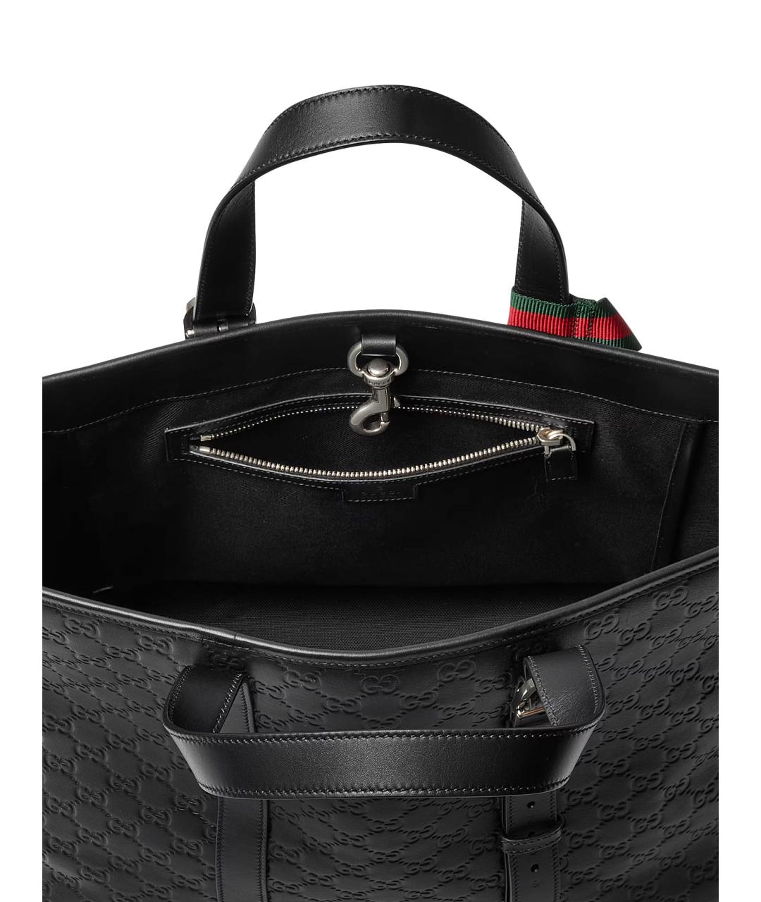GUCCI Черная кожаная сумка тоут, фото 4