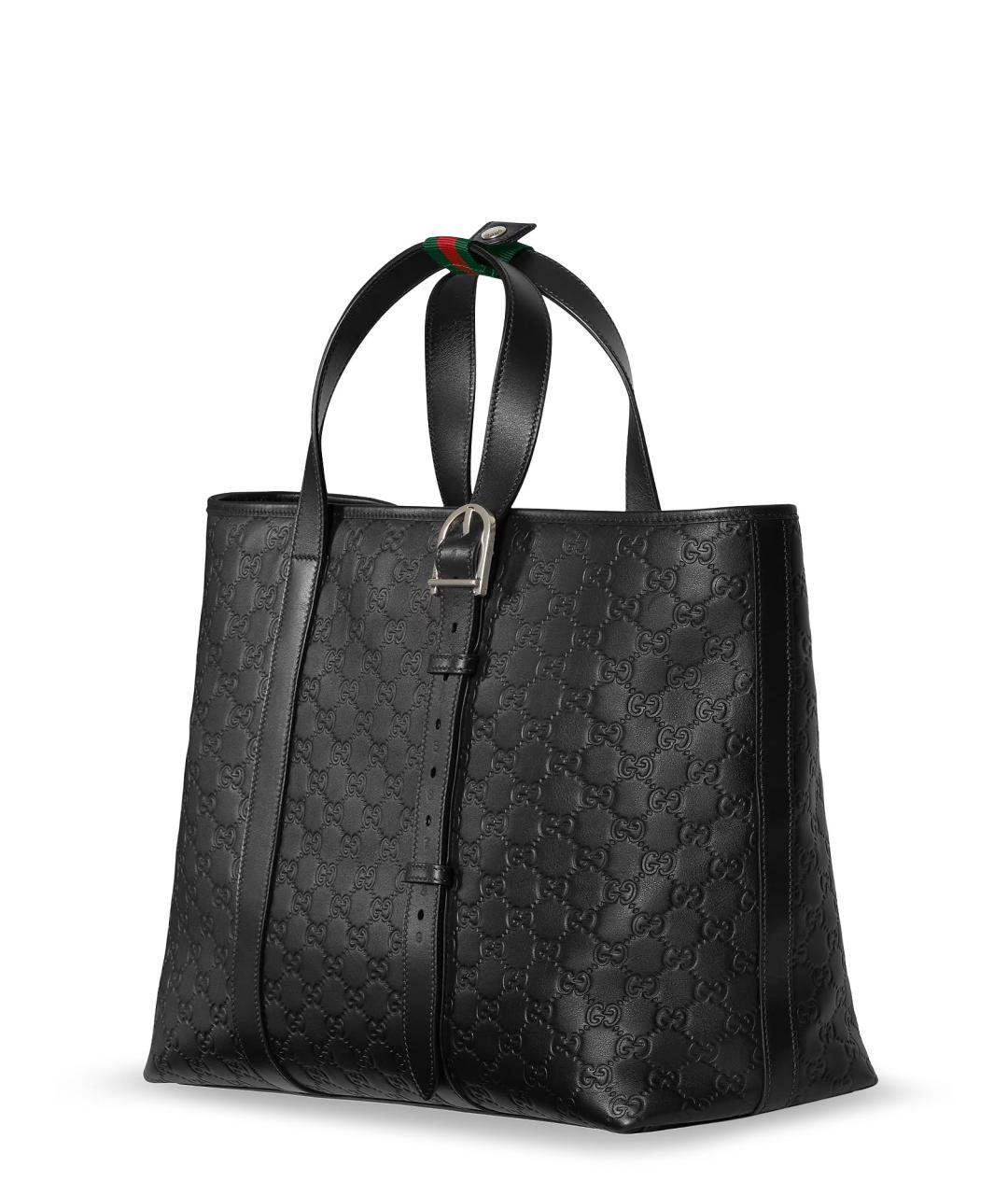 GUCCI Черная кожаная сумка тоут, фото 3