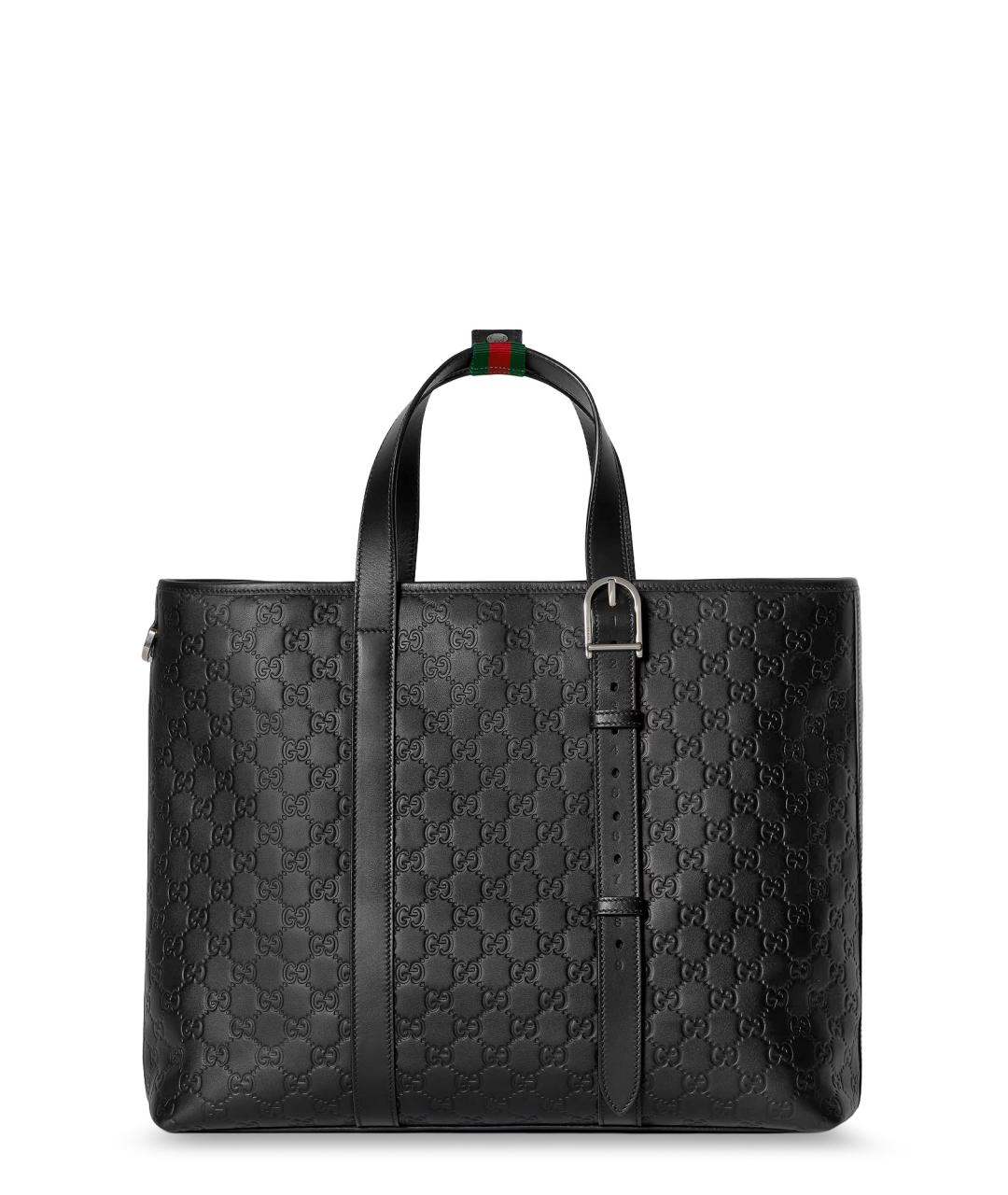 GUCCI Черная кожаная сумка тоут, фото 1