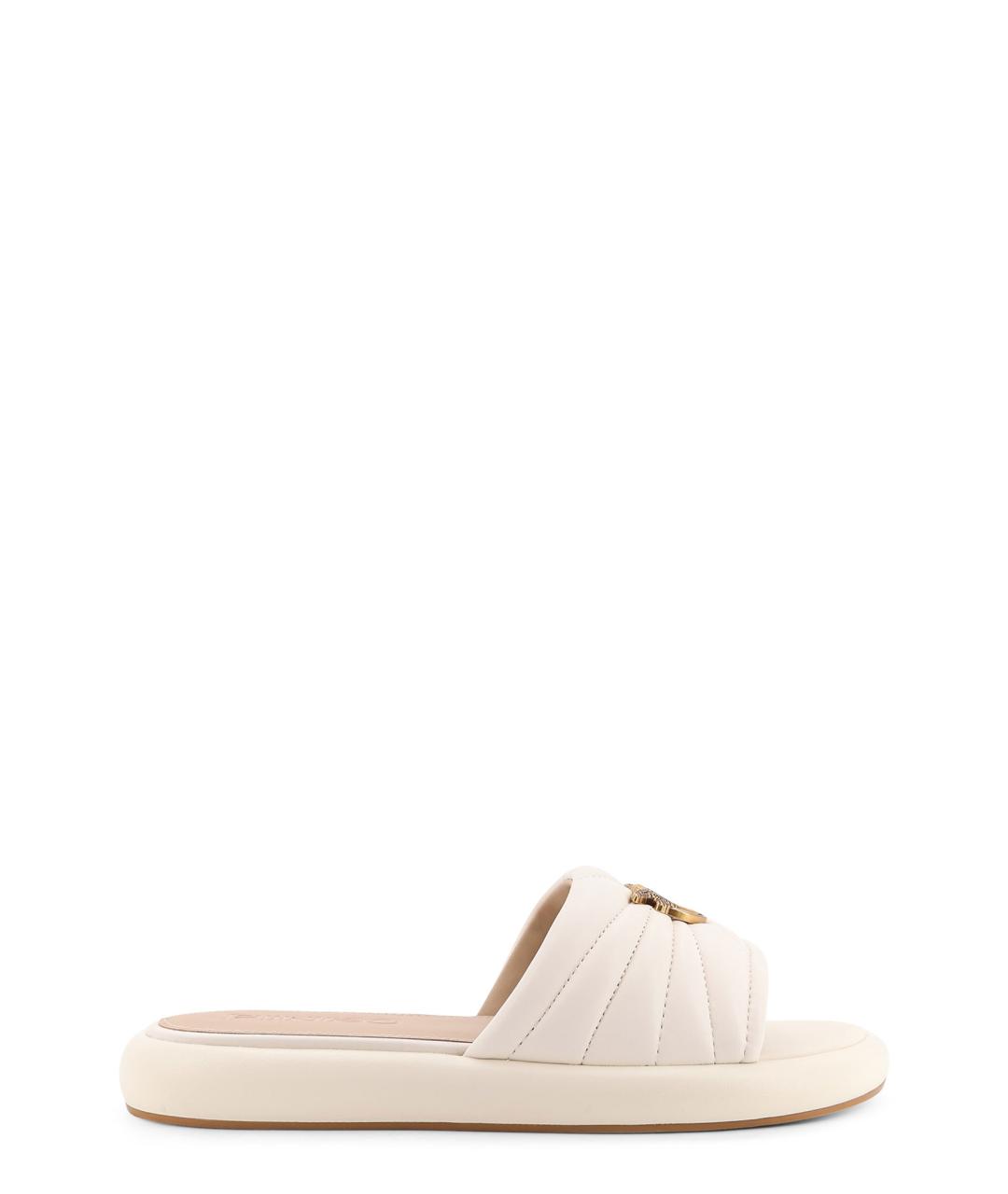 PINKO Белые кожаные шлепанцы, фото 1