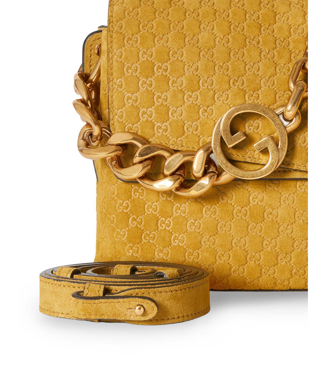 GUCCI Горчичная замшевая сумка через плечо, фото 5