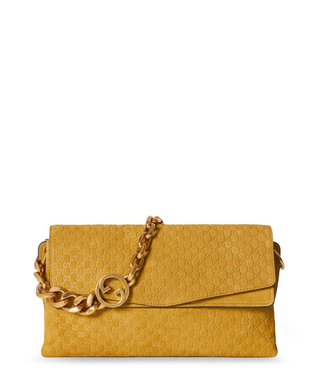 GUCCI Горчичная замшевая сумка через плечо, фото 1