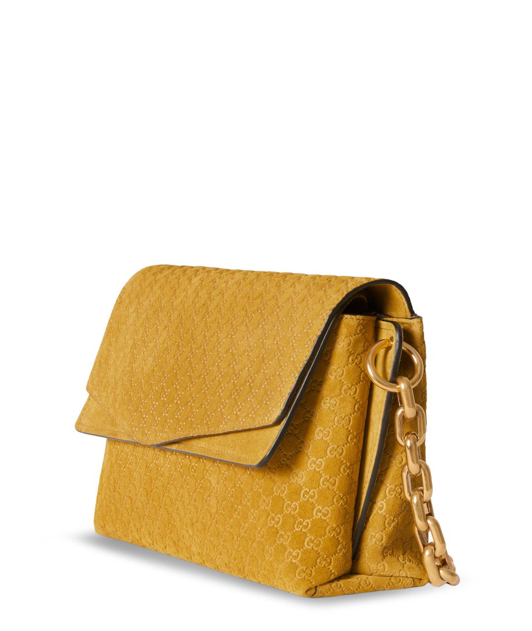 GUCCI Горчичная замшевая сумка через плечо, фото 3