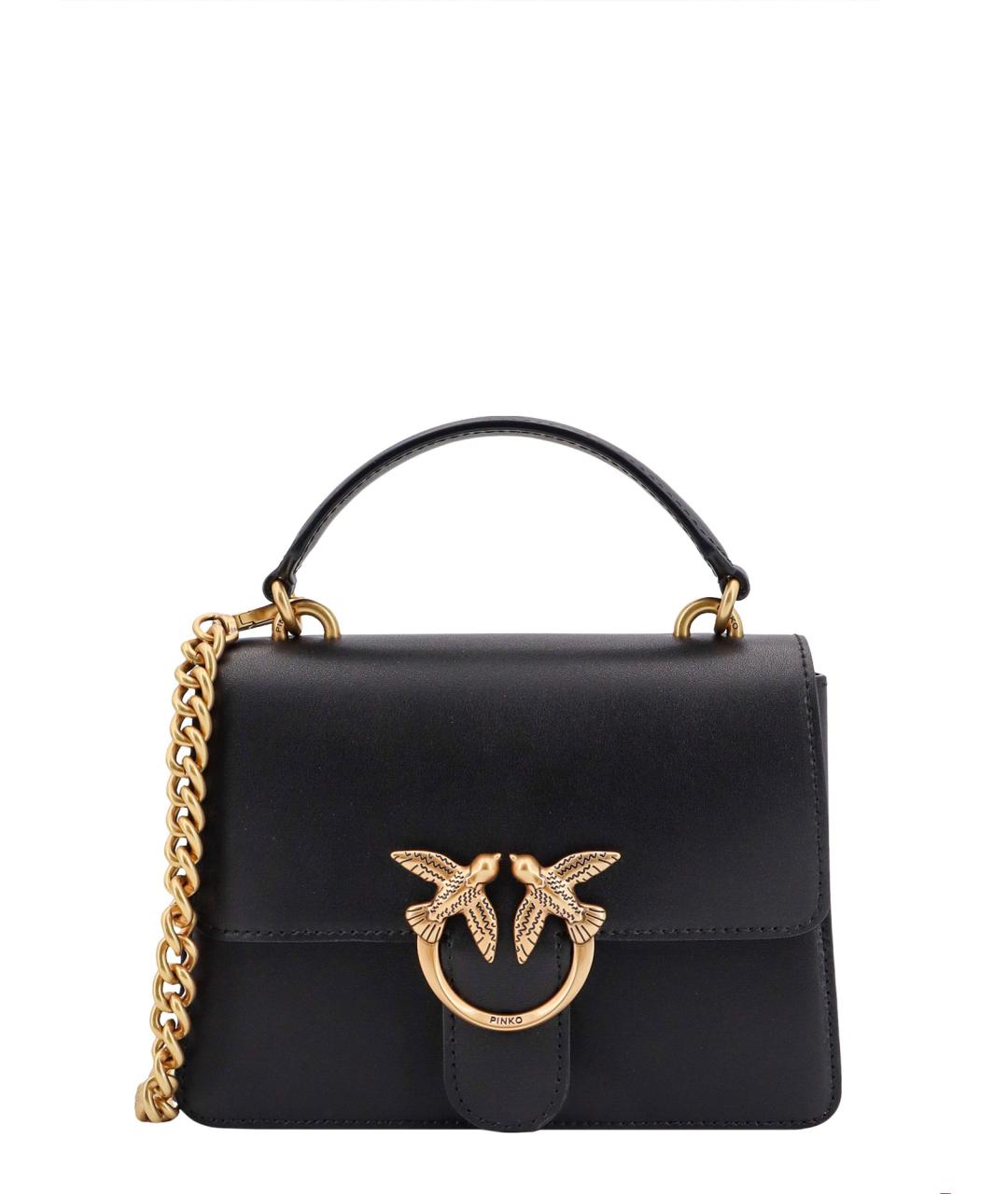 PINKO Черная кожаная сумка через плечо, фото 1