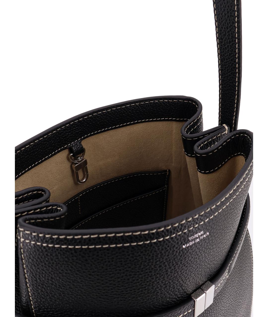 TOTEME Черная кожаная сумка через плечо, фото 4