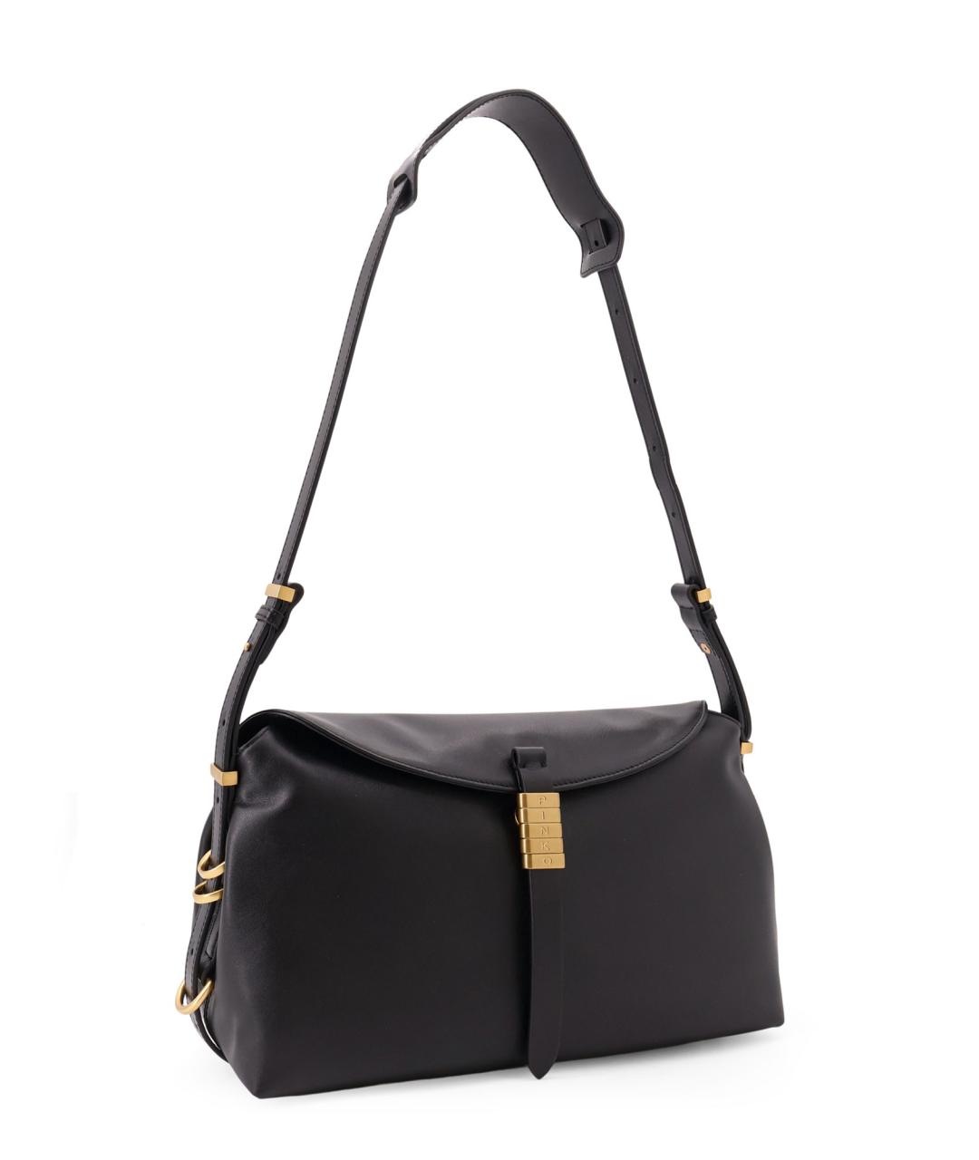 PINKO Черная кожаная сумка с короткими ручками, фото 3