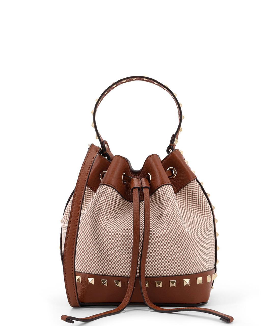 VALENTINO Коричневая тканевая сумка с короткими ручками, фото 1