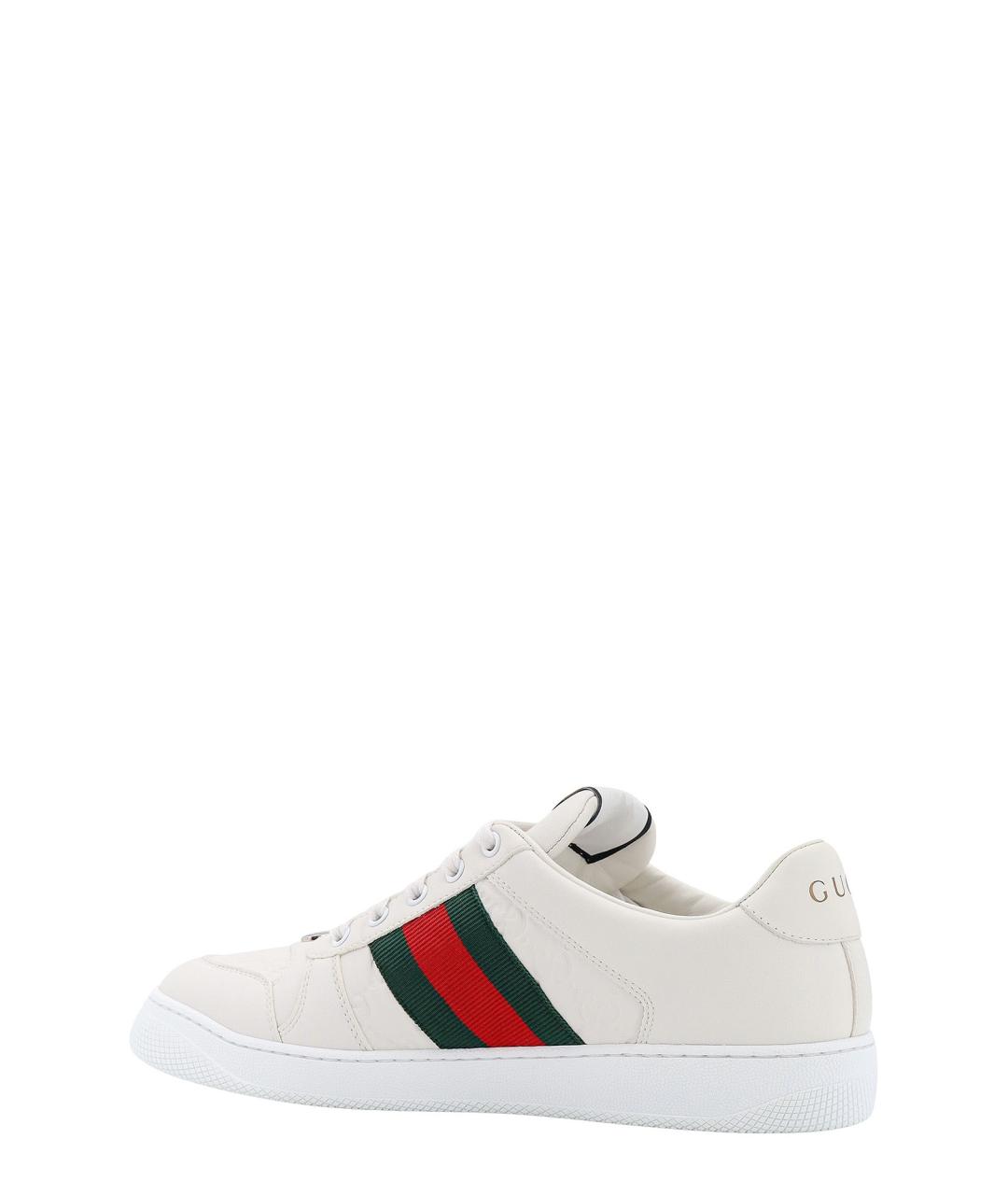 GUCCI Белые кожаные низкие кроссовки / кеды, фото 3