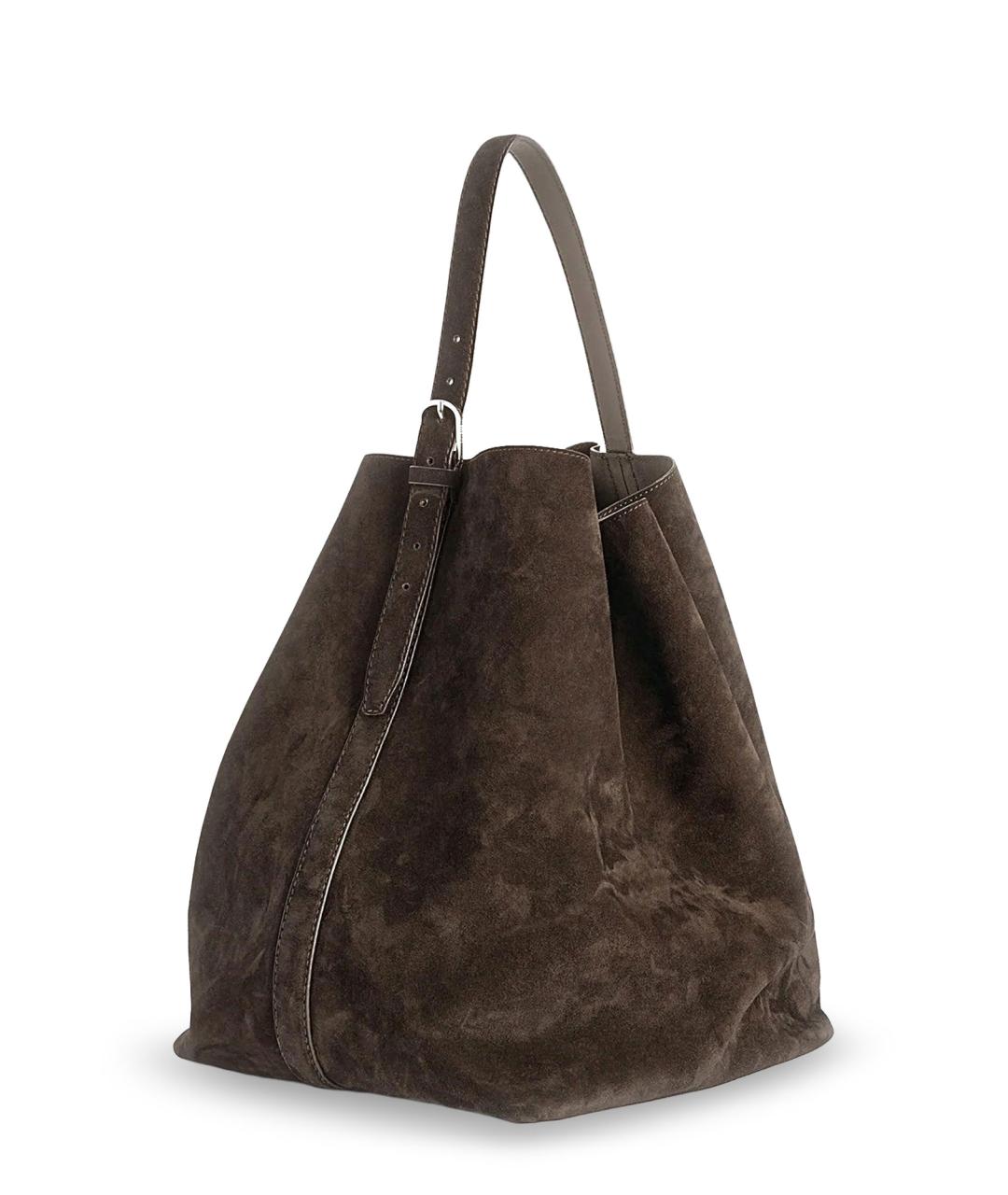 TOTEME Коричневая замшевая сумка тоут, фото 3