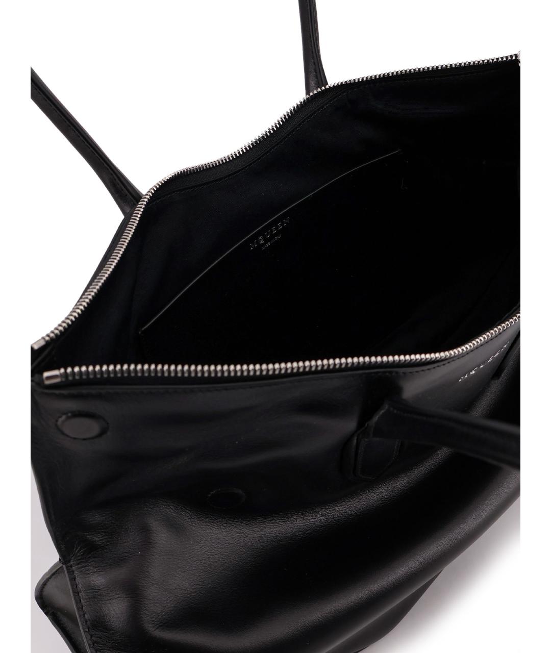 ALEXANDER MCQUEEN Черная кожаная сумка тоут, фото 4